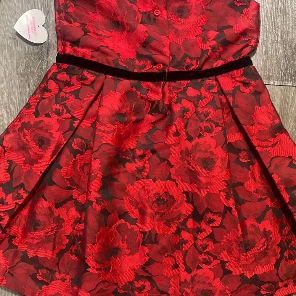 The Children’s Place Holiday Red Floral Fit & Flare Sleeveless Dress 5T